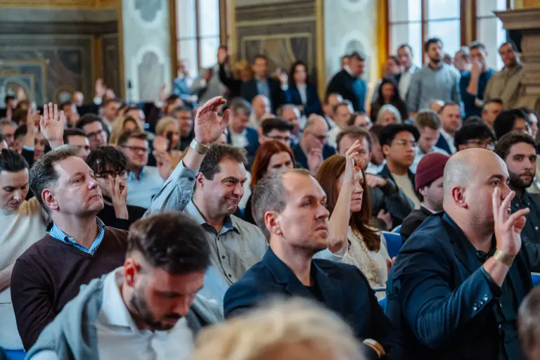 Close audience view during a conference presentation