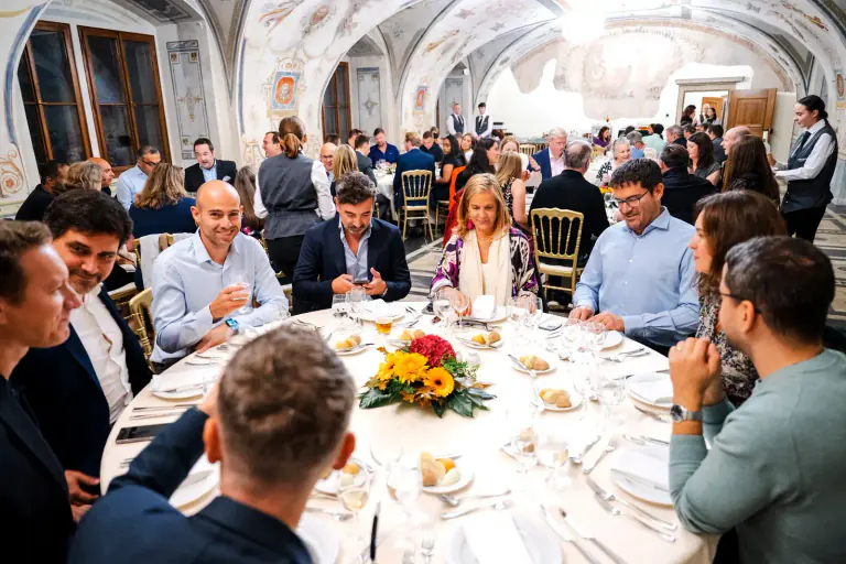 International guests dining together at a corporate event