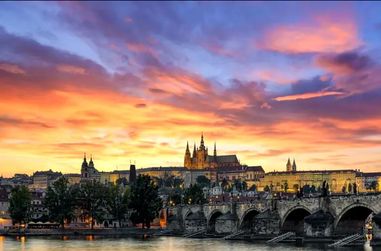 Panoramic view of Prague Castle above the city