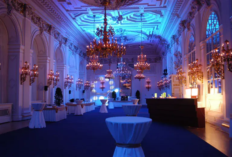 Rudolf Gallery in blue reception lighting