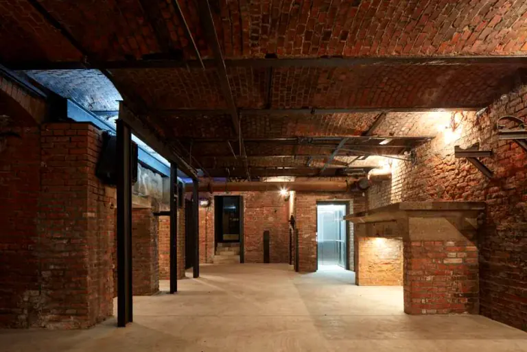 Brick-vaulted interior passage at Uhelný mlýn